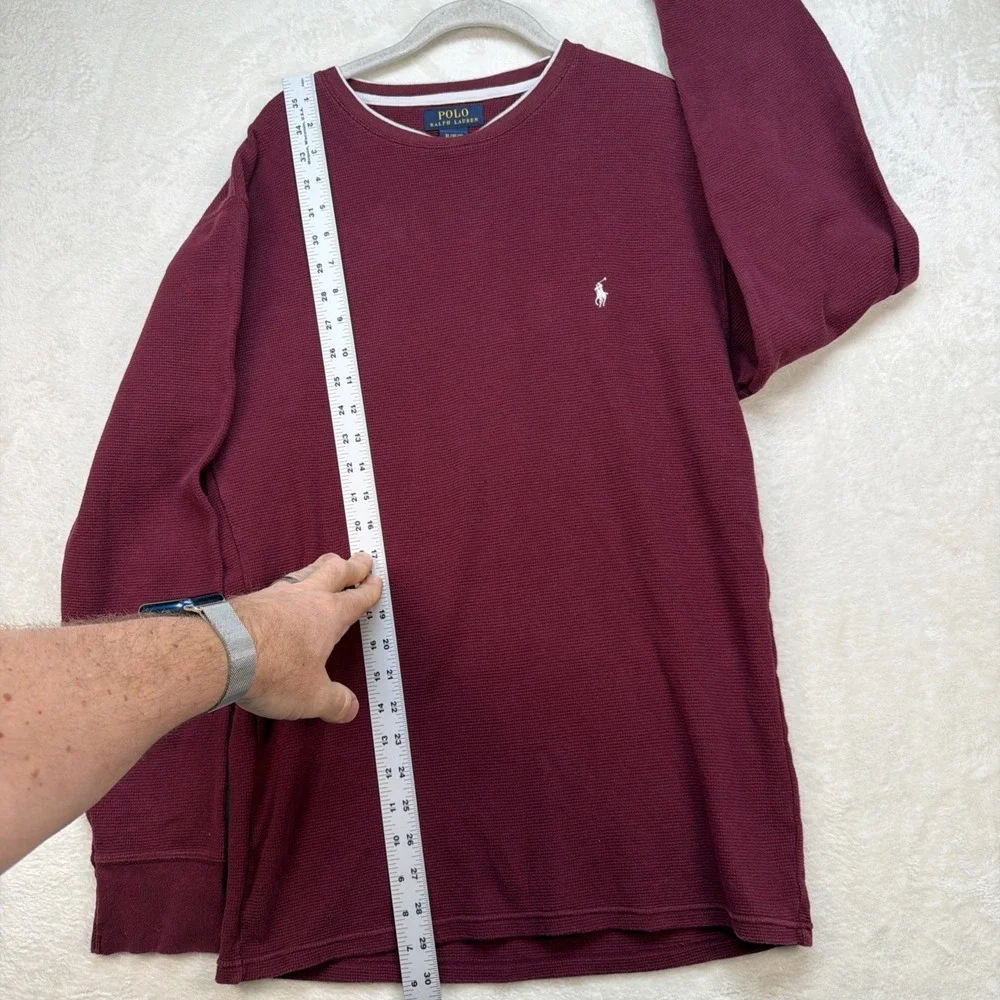 Polo Ralph Lauren Waffle Knit Thermal Shirt Burgundy‎ Crewneck XL Preppy